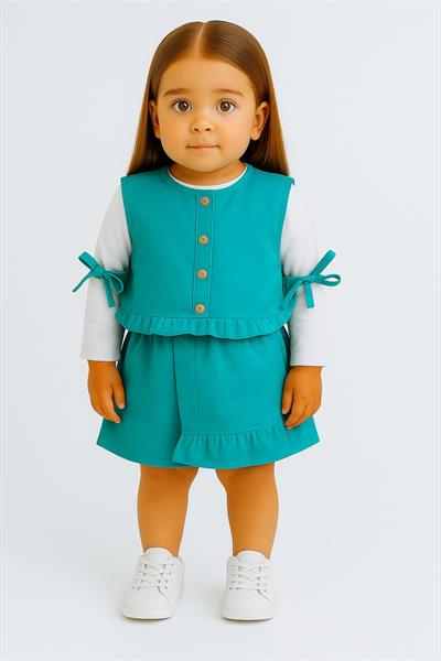 Pamuk Saten Şort Etek Yeşil