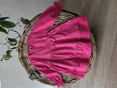 Pembe Fırfırlı Saten Pamuk Bebek Elbisesi – Tanış Bebe