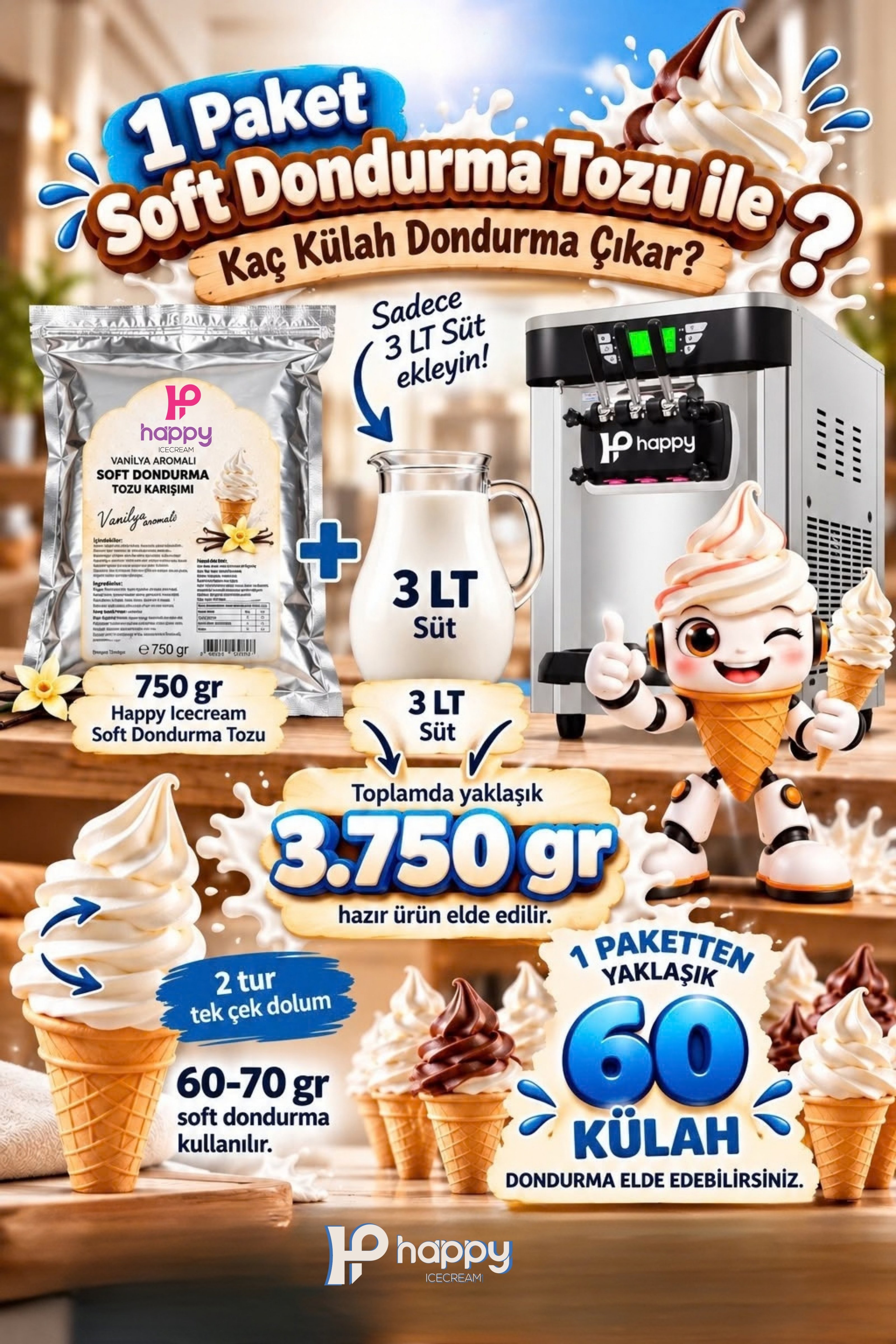  1 Paket Soft Dondurma Tozu ile Kaç Külah Dondurma Çıkar?