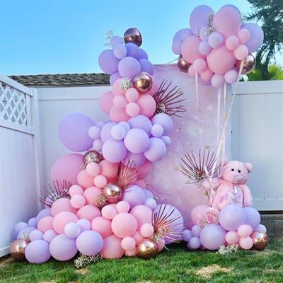 Baby Shower Lila ve Pembe Bahçe Süsleme
