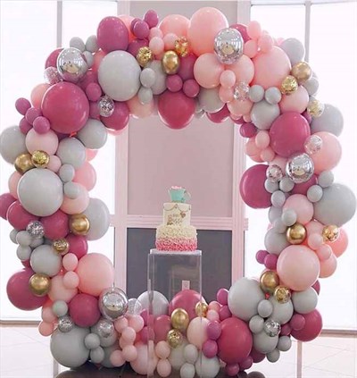 Pembe Gri Çember Balon Arka Fon