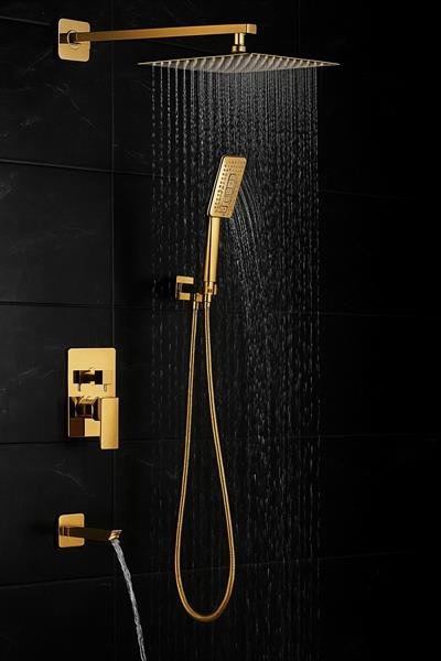 Kare Ankastre Tepe Duş Sistemi Altın