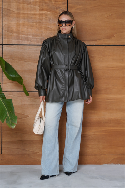 Berthe Deri Ceket - Haki