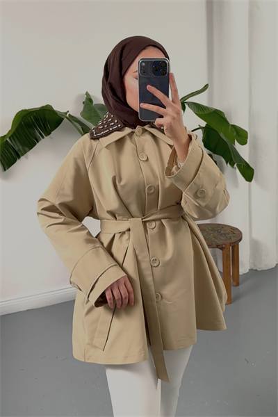 Dore Taşlı Trench - Bej
