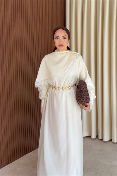 Lace Elbise - Krem