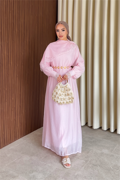 Lace Elbise - Pembe