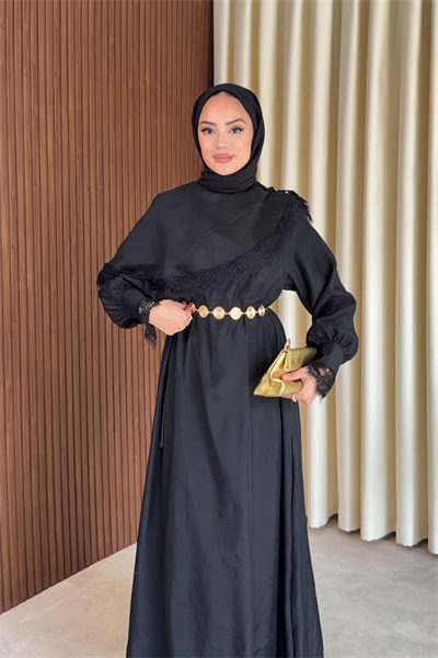 Lace Elbise - Siyah