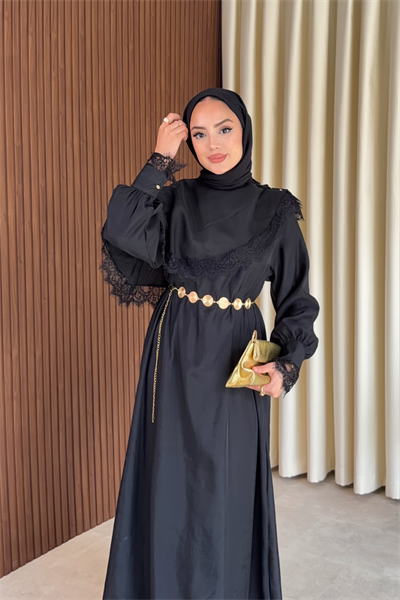 Lace Elbise - Siyah