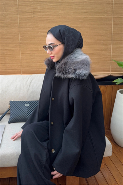 Loren Kürklü Kaban - Siyah