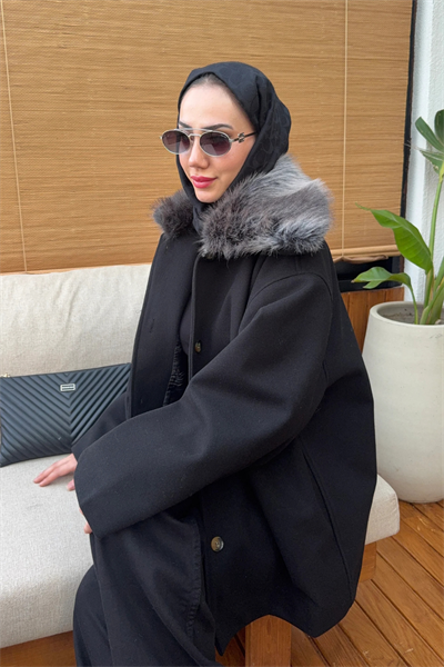 Loren Kürklü Kaban - Siyah