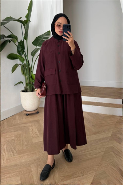 Mare Keten Takım - Bordo