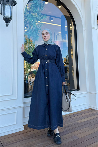 Mina Denim Elbise - Lacivert