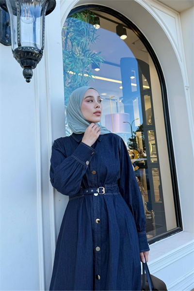 Mina Denim Elbise - Lacivert