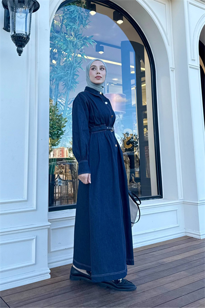 Mina Denim Elbise - Lacivert