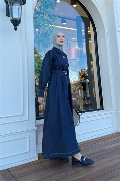 Mina Denim Elbise - Lacivert