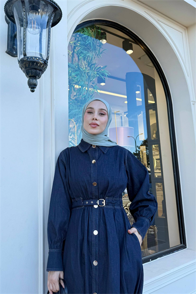 Mina Denim Elbise - Lacivert