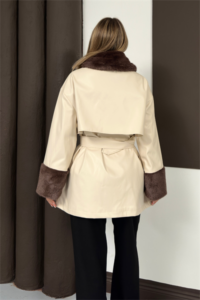 Monar Deri Ceket - Bej