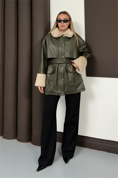 Monar Deri Ceket - Haki