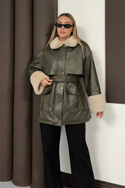 Monar Deri Ceket - Haki