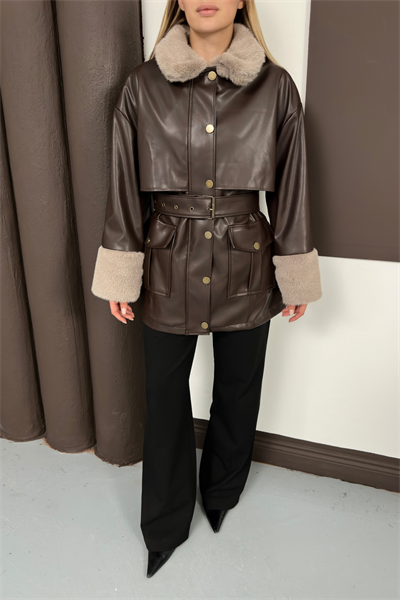 Monar Deri Ceket - Kahverengi