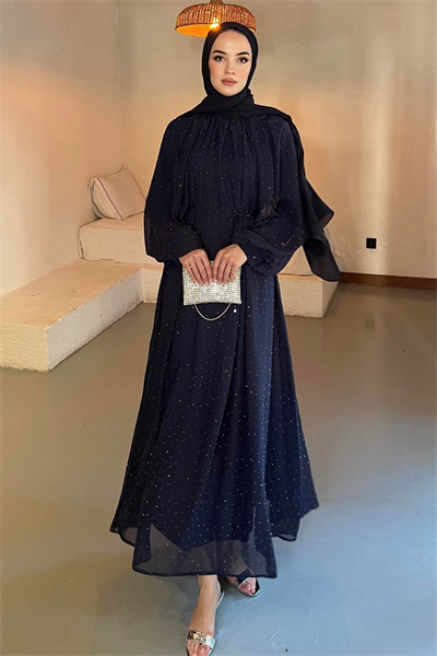 Monica Şifon Elbise - Lacivert