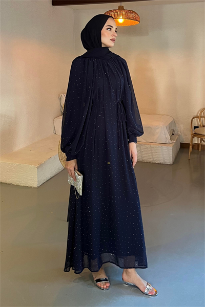 Monica Şifon Elbise - Lacivert