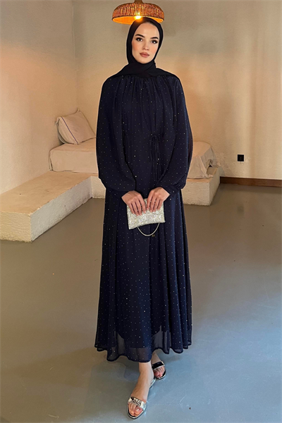 Monica Şifon Elbise - Lacivert