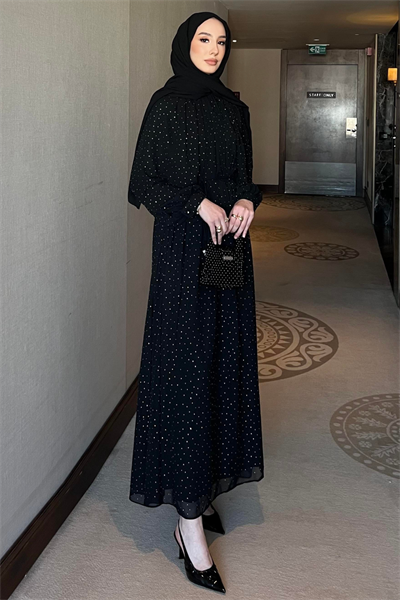 Monica Şifon Elbise - Siyah