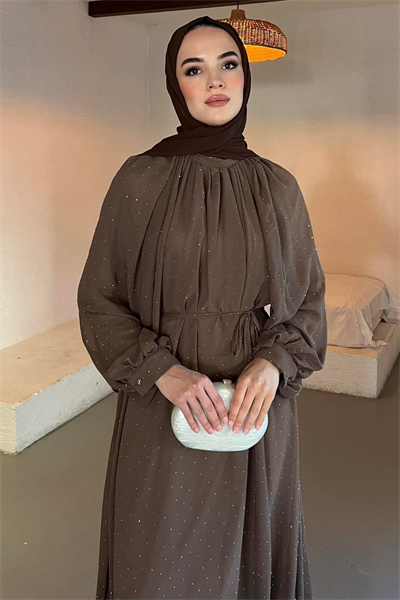 Monica Şifon Elbise - Vizon