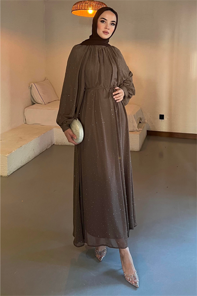 Monica Şifon Elbise - Vizon
