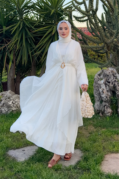 Mozza Elbise - Beyaz