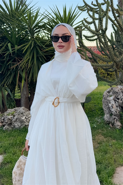 Mozza Elbise - Beyaz