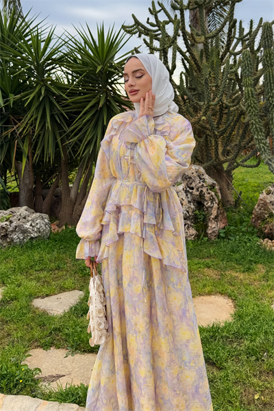 Ruffle Elbise - Lila