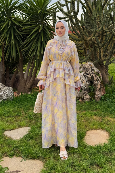 Ruffle Elbise - Lila