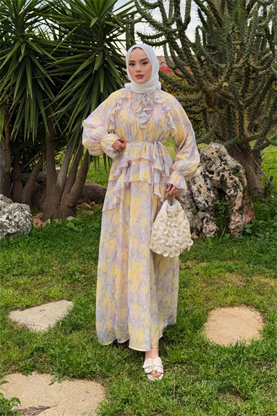 Ruffle Elbise - Lila