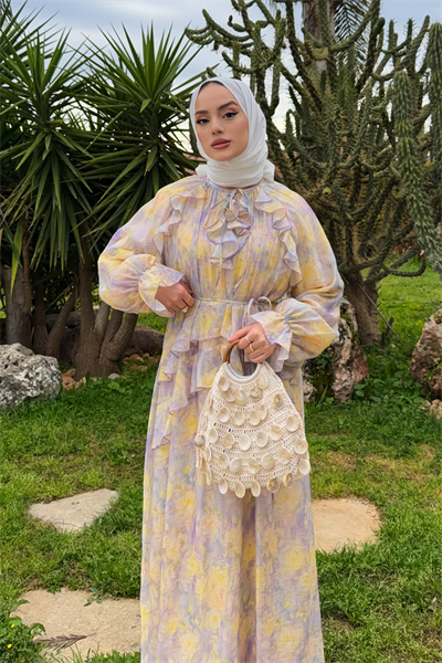 Ruffle Elbise - Lila