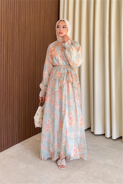 Ruffle Elbise - Soft Mavi