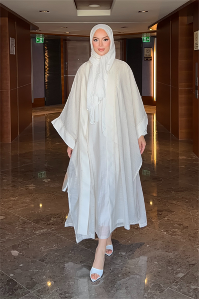 Shine Abaya Takım - Ekru