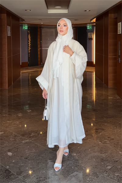 Shine Abaya Takım - Ekru