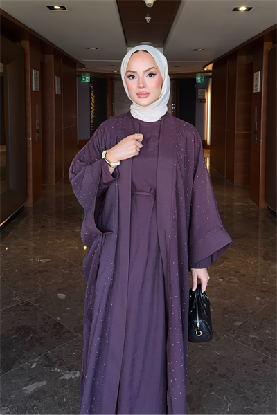Shine Abaya Takım - Mürdüm