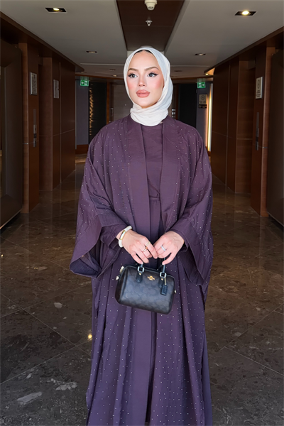 Shine Abaya Takım - Mürdüm