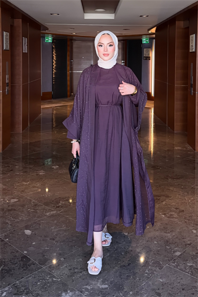 Shine Abaya Takım - Mürdüm