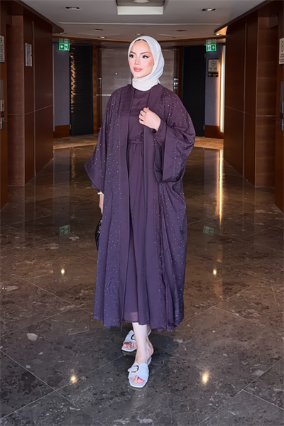 Shine Abaya Takım - Mürdüm