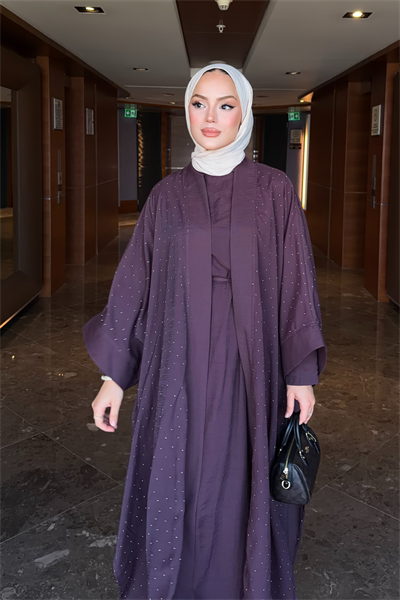 Shine Abaya Takım - Mürdüm