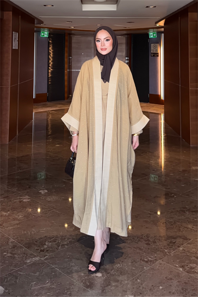 Shine Abaya Takım - Yağ Yeşili