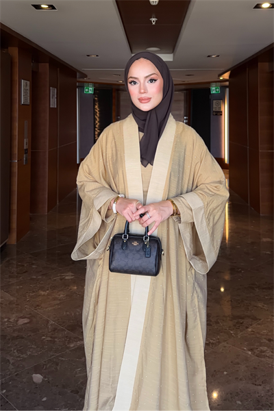 Shine Abaya Takım - Yağ Yeşili
