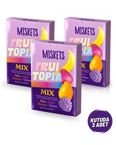 Miskets Fruitopia Mix Krema Dolgulu Meyve Şekilli Çikolata 3'lü Paket 3 x 100 g