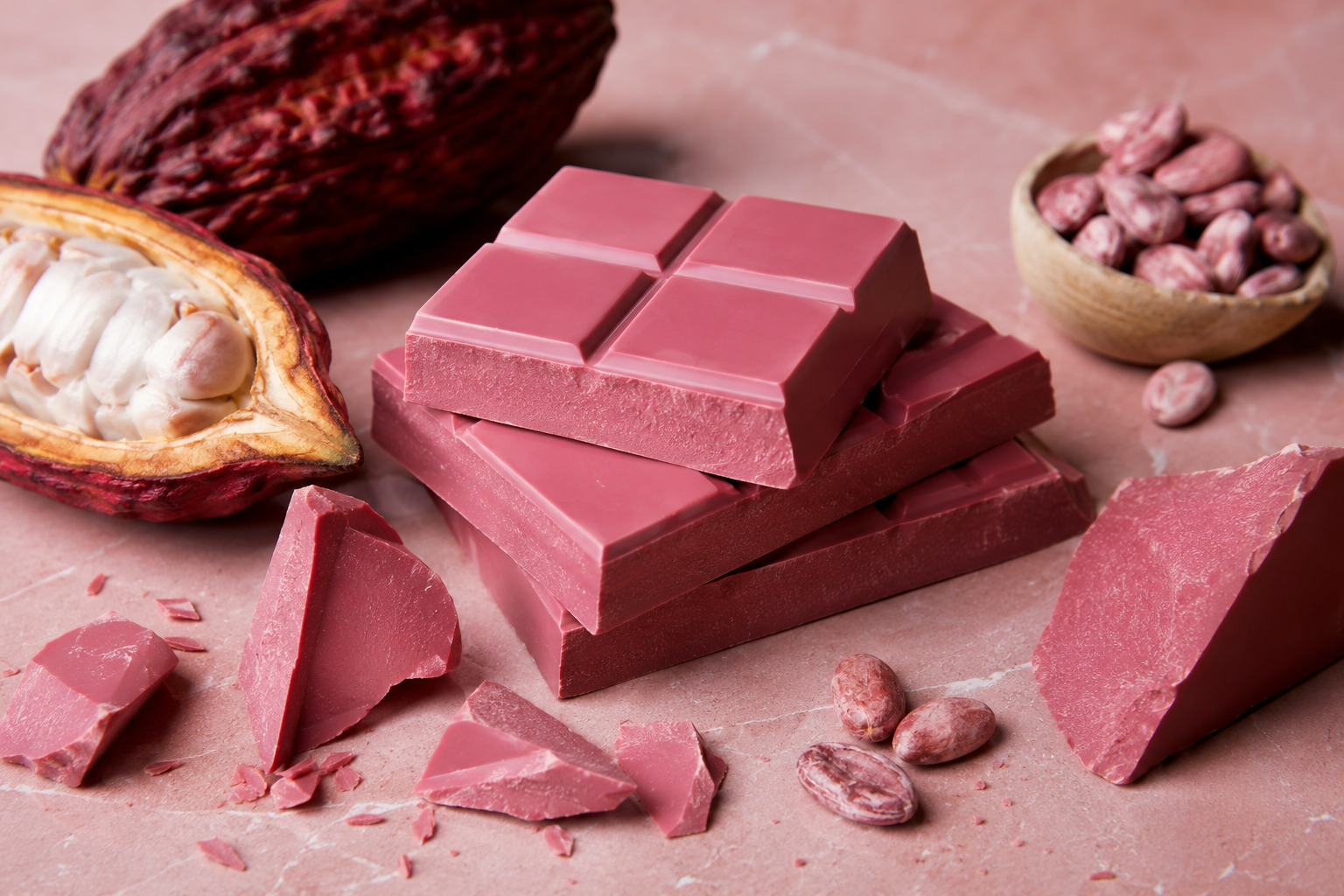 Ruby Çikolata Nedir:,Kakao çekirdeği,pembe çikolata,dördüncü çikolata türü,ruby kakao,meyvemsi çikolata,temperleme,kakao yağı