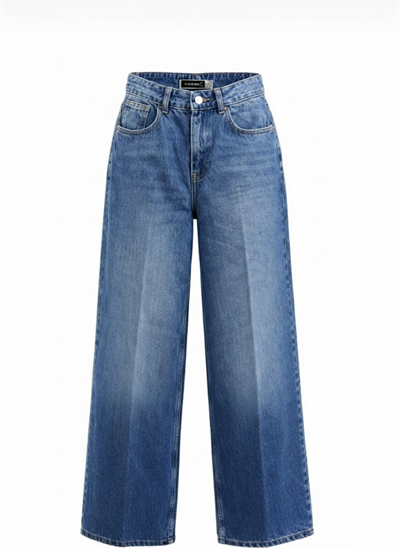 Kadın Extra Wide  Leg Mavi Jean Pantolon 
