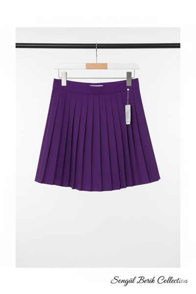 Kız Çocuk Şort Etek Pileli Mor